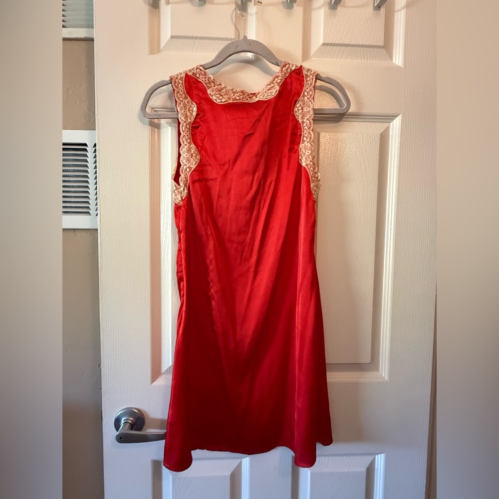 NWT Nessa Barrett Satin Lace Cutwork Tie Front Mini Dress - Picture 5 of 9